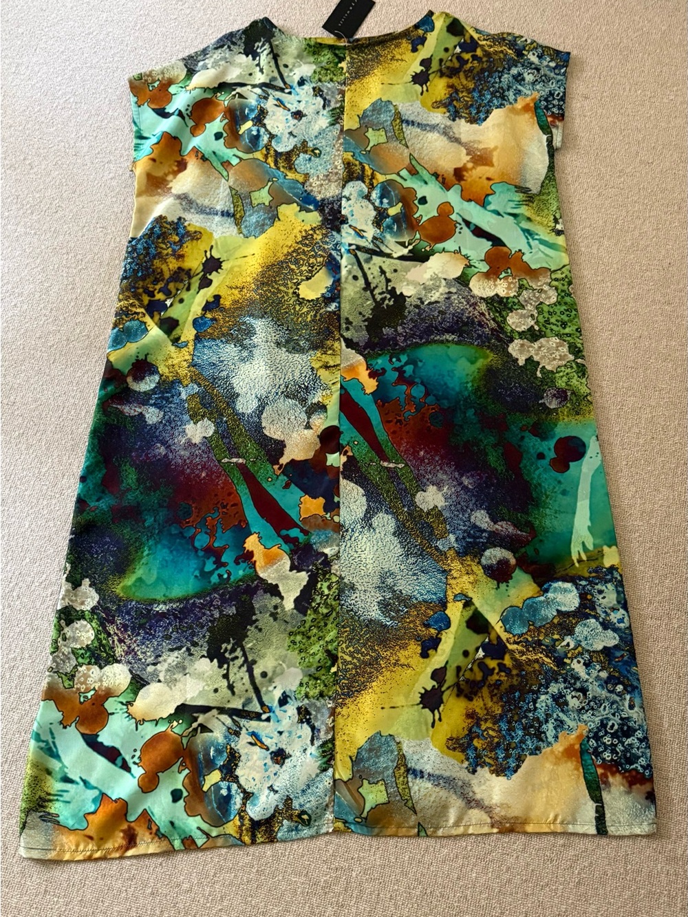 Abstract Multi-Color Silk A-Line Skirt